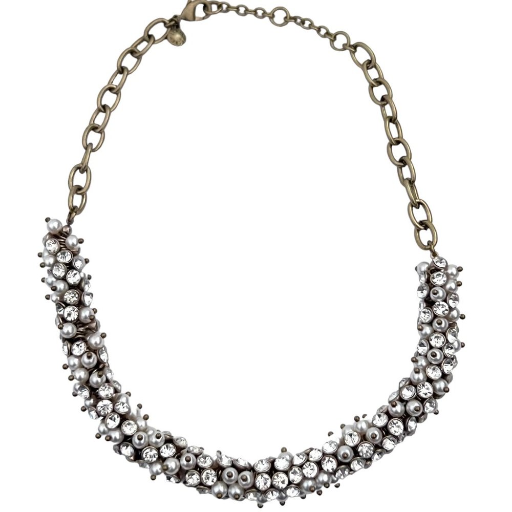 J CREW Tubular Crystal & Pearl collar necklace